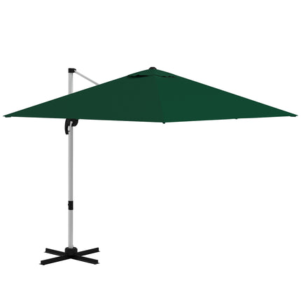 Square Cantilever Garden Parasol with Five-Position Adjustable Canopy - Green