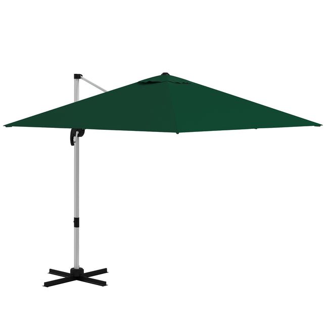 Square Cantilever Garden Parasol with Five-Position Adjustable Canopy - Green