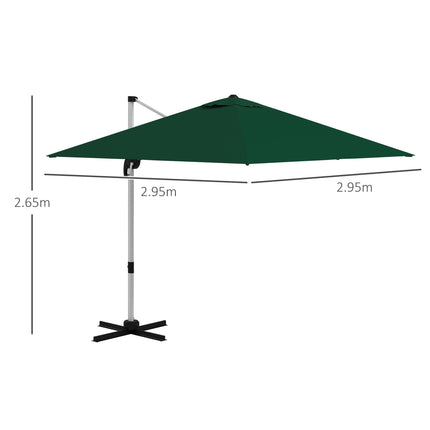 Square Cantilever Garden Parasol with Five-Position Adjustable Canopy - Green