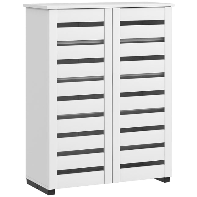 Narrow Shoe Cabinet for Entryway, 5-Tier Slim Shoe Storage Cabinet with 2 Slatte