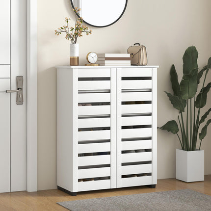 Narrow Shoe Cabinet for Entryway, 5-Tier Slim Shoe Storage Cabinet with 2 Slatte