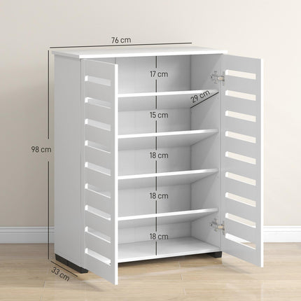 Narrow Shoe Cabinet for Entryway, 5-Tier Slim Shoe Storage Cabinet with 2 Slatte