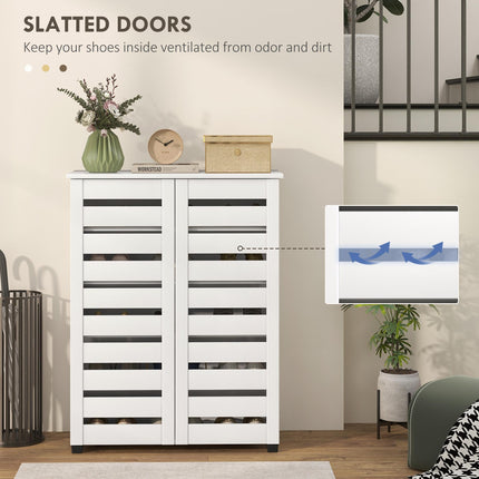 Narrow Shoe Cabinet for Entryway, 5-Tier Slim Shoe Storage Cabinet with 2 Slatte