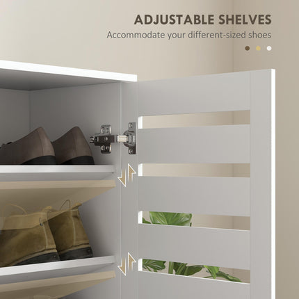 Narrow Shoe Cabinet for Entryway, 5-Tier Slim Shoe Storage Cabinet with 2 Slatte