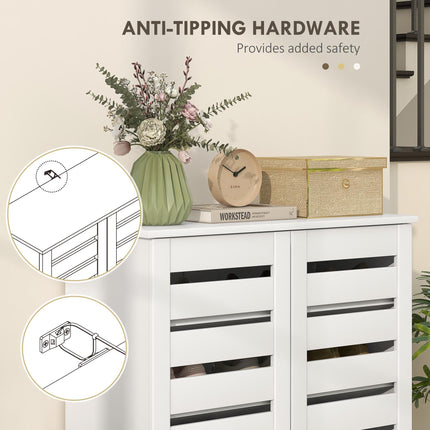 Narrow Shoe Cabinet for Entryway, 5-Tier Slim Shoe Storage Cabinet with 2 Slatte