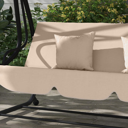 Three-Person Garden Swing Chair with Adjustable Canopy - Light Brown