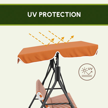 3-Seat Garden Swing Chair with Adjustable Canopy - Orange