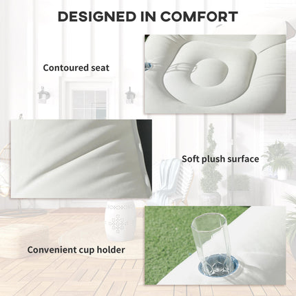 Inflatable Sofa Chair and Footstool Set with Cup Holder for Gaming, Reading, and Movies - Grey