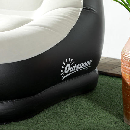 Inflatable Sofa Chair and Footstool Set with Cup Holder for Gaming, Reading, and Movies - Grey