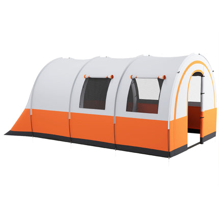 3000mm Waterproof Family Camping Tent for 6 with Spacious Living Area - Cream and Orange