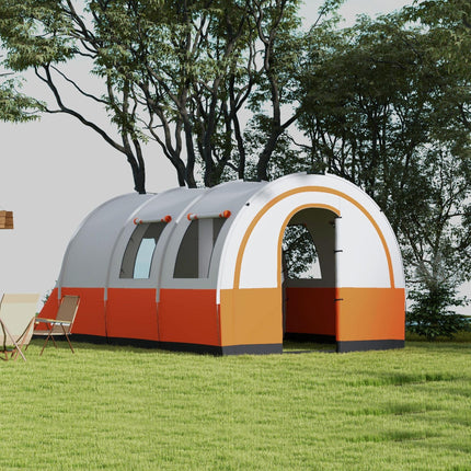 3000mm Waterproof Family Camping Tent for 6 with Spacious Living Area - Cream and Orange