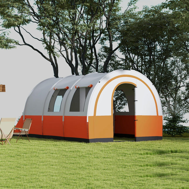 3000mm Waterproof Family Camping Tent for 6 with Spacious Living Area - Cream and Orange