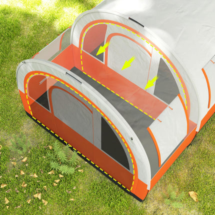 3000mm Waterproof Family Camping Tent for 6 with Spacious Living Area - Cream and Orange