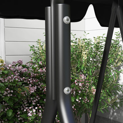 3-Seat Garden Swing Chair with Adjustable Canopy for Patio - Black