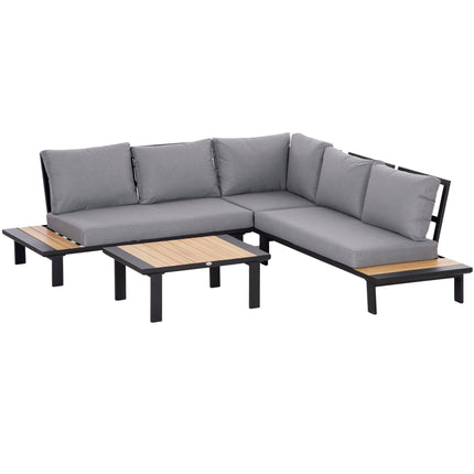 4 Piece Aluminium Garden Sofa Set with Cushions and Tables - Dark Grey