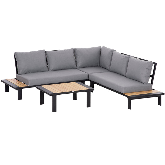 4 Piece Aluminium Garden Sofa Set with Cushions and Tables - Dark Grey