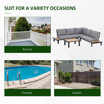 4 Piece Aluminium Garden Sofa Set with Cushions and Tables - Dark Grey