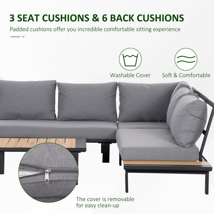 4 Piece Aluminium Garden Sofa Set with Cushions and Tables - Dark Grey