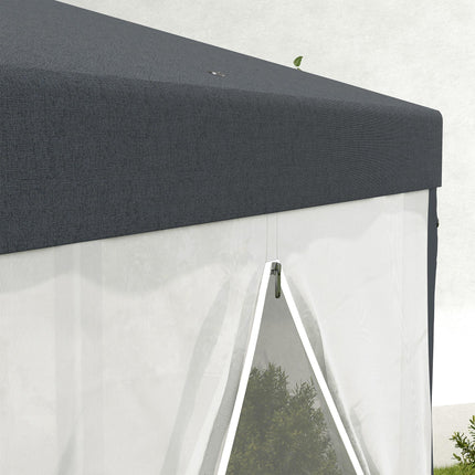 4 Metre Hexagon Steel Frame Gazebo with Netting - Dark Grey