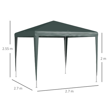 2.7m x 2.7m Garden Gazebo Marquee Tent with Steel Frame - Dark Green