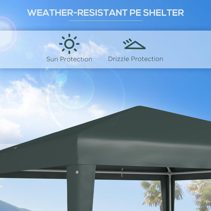 2.7m x 2.7m Garden Gazebo Marquee Tent with Steel Frame - Dark Green