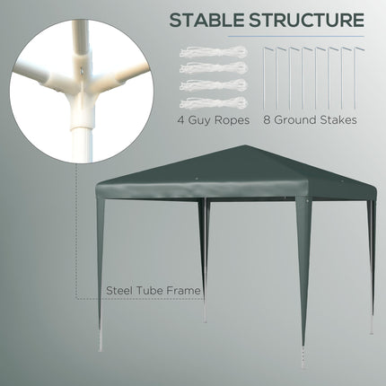 2.7m x 2.7m Garden Gazebo Marquee Tent with Steel Frame - Dark Green