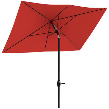 Set of 2 Rectangular Garden Parasol Umbrellas with Tilt 2x3m - Wine Red