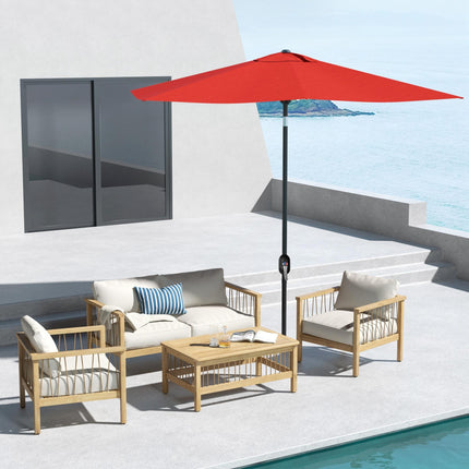 Set of 2 Rectangular Garden Parasol Umbrellas with Tilt 2x3m - Wine Red