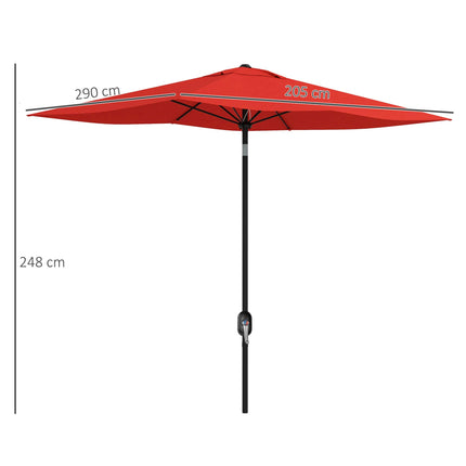 Set of 2 Rectangular Garden Parasol Umbrellas with Tilt 2x3m - Wine Red