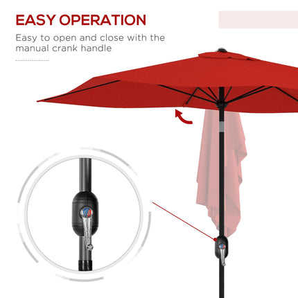 Set of 2 Rectangular Garden Parasol Umbrellas with Tilt 2x3m - Wine Red