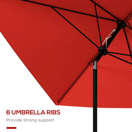 Set of 2 Rectangular Garden Parasol Umbrellas with Tilt 2x3m - Wine Red