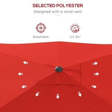 Set of 2 Rectangular Garden Parasol Umbrellas with Tilt 2x3m - Wine Red