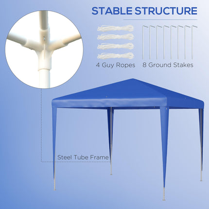 2.7m Garden Gazebo Canopy Tent with Steel Frame for Outdoor Events - Blue