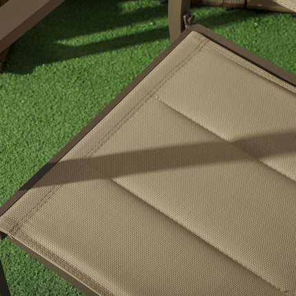 Set of 2 Aluminium Stacking Garden Chairs with High Back - Khaki