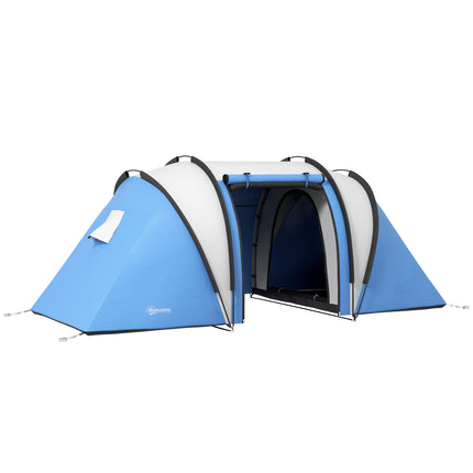 3000mm Waterproof Family Camping Tent with 2 Bedrooms - Blue