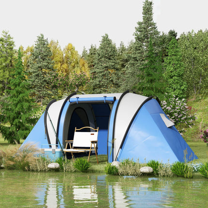 3000mm Waterproof Family Camping Tent with 2 Bedrooms - Blue