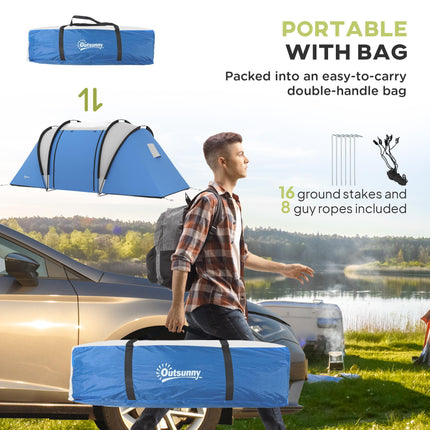 3000mm Waterproof Family Camping Tent with 2 Bedrooms - Blue