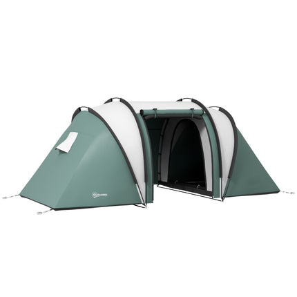 Spacious Family Camping Tent with Living Area for 4-5 People - Dark Green