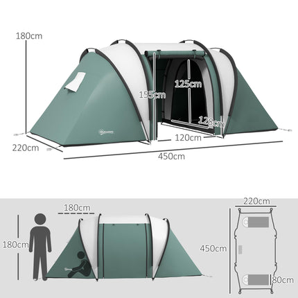 Spacious Family Camping Tent with Living Area for 4-5 People - Dark Green