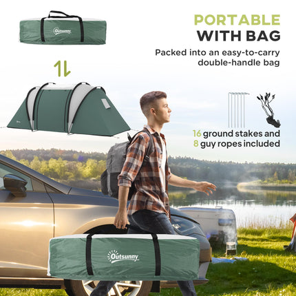 Spacious Family Camping Tent with Living Area for 4-5 People - Dark Green