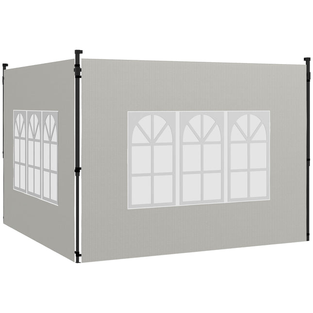 2 Pack Gazebo Side Panels with Window for 3x3m & 3x6m Canopy - White