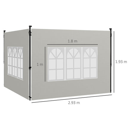 2 Pack Gazebo Side Panels with Window for 3x3m & 3x6m Canopy - White