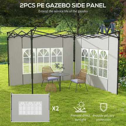 2 Pack Gazebo Side Panels with Window for 3x3m & 3x6m Canopy - White