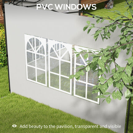 2 Pack Gazebo Side Panels with Window for 3x3m & 3x6m Canopy - White