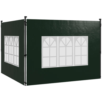 Set of 2 Gazebo Side Panels with Windows for 3x3m or 3x6m Canopy - Green