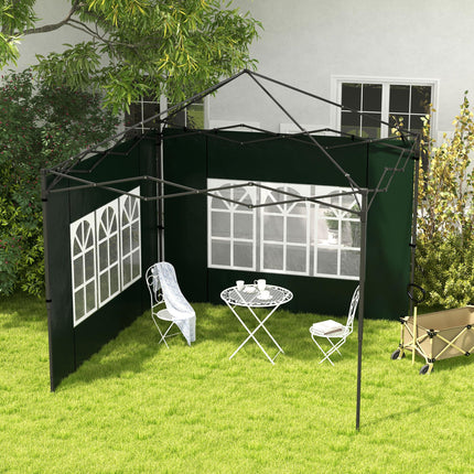 Set of 2 Gazebo Side Panels with Windows for 3x3m or 3x6m Canopy - Green