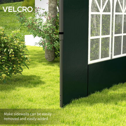 Set of 2 Gazebo Side Panels with Windows for 3x3m or 3x6m Canopy - Green