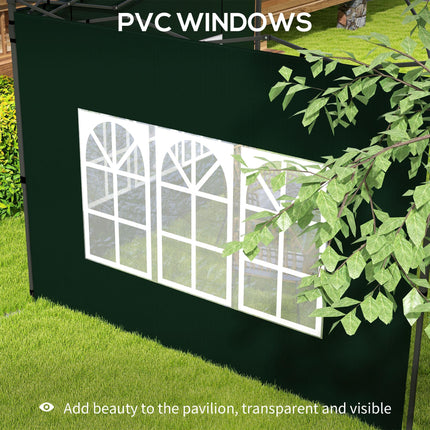 Set of 2 Gazebo Side Panels with Windows for 3x3m or 3x6m Canopy - Green