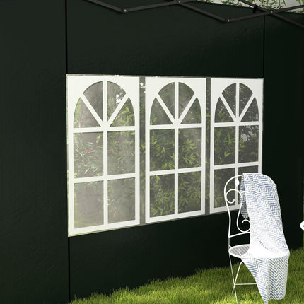 Set of 2 Gazebo Side Panels with Windows for 3x3m or 3x6m Canopy - Green