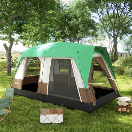 Six-Man Camping Tent, with Small Rainfly and Accessories - Green